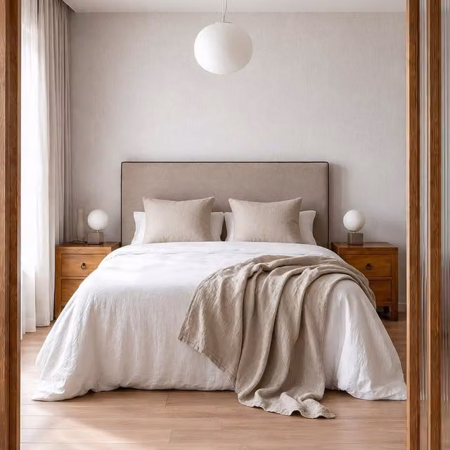 Testiera imbottita Madary Banak per letto beige L: 105 cm, H: 120 cm
