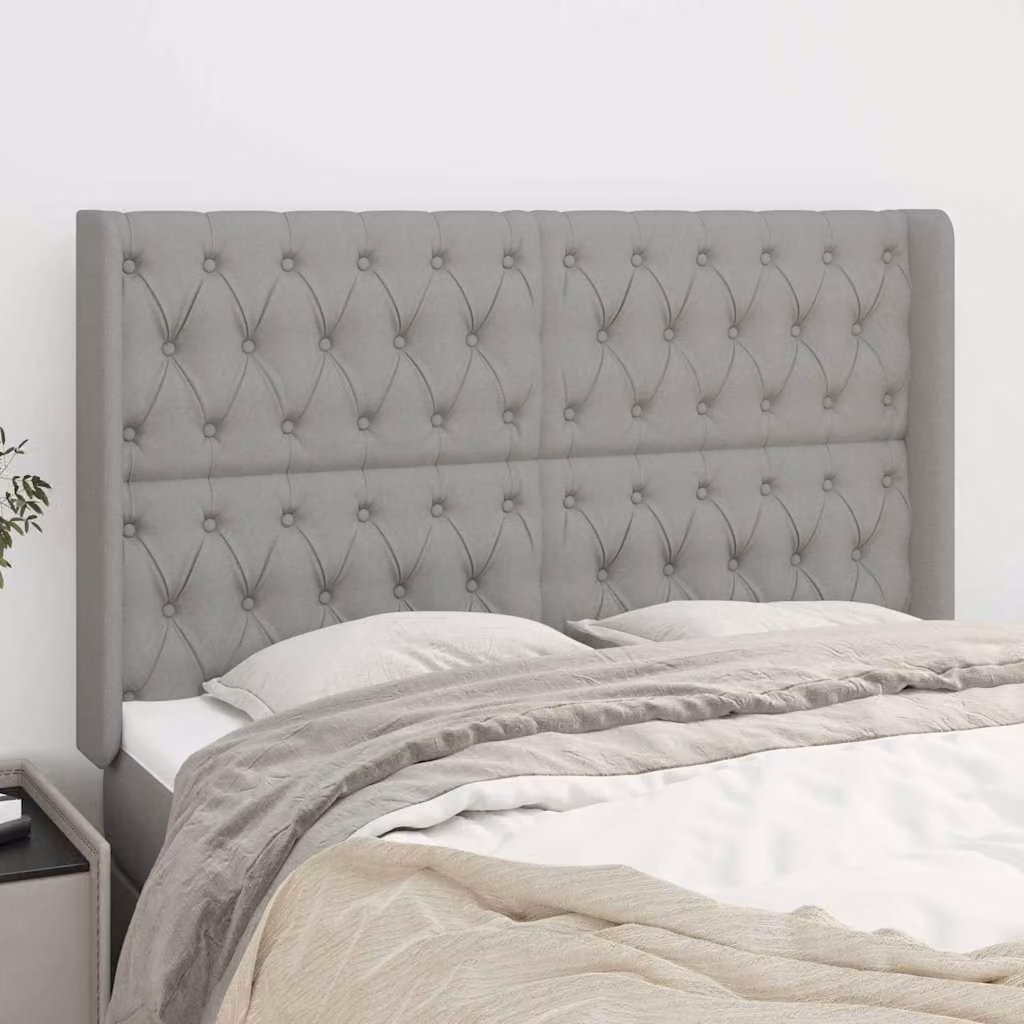 Testiera ad orecchio vidaXL in tessuto grigio chiaro con struttura in legno