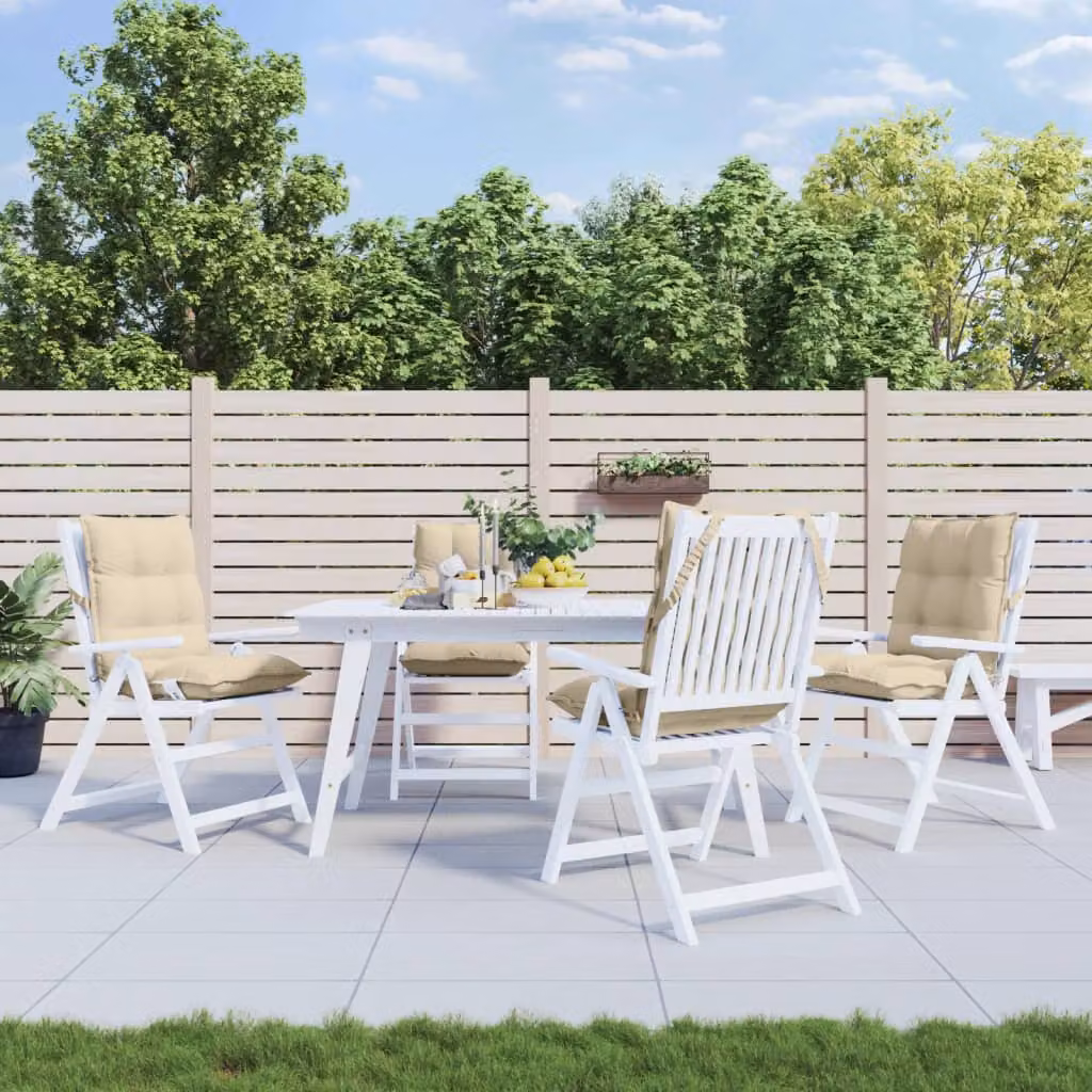 Set di 4 cuscini per sedia con schienale basso vidaXL in tessuto Oxford beige, impermeabili e traspiranti