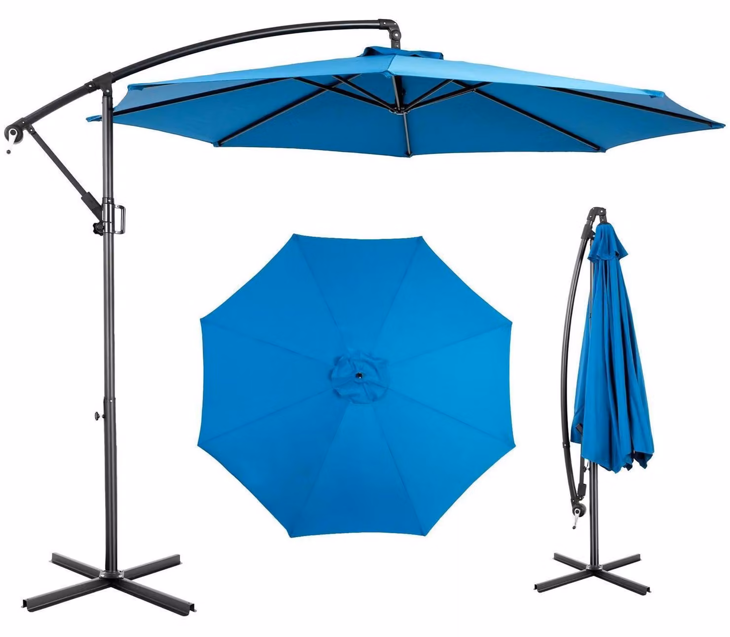 Ombrellone da esterno, autoportante, diametro 3 metri, resistente ai raggi UV, idrorepellente, colore blu
