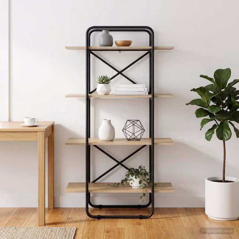 Libreria vidaXL a 4 livelli in stile industriale, colore marrone, L 80 cm x P 35 cm x H 140 cm