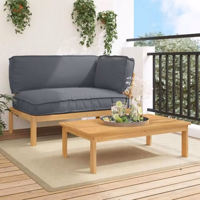 Set di divani 2 pz Antracite Legno di Acacia Massello 3418186