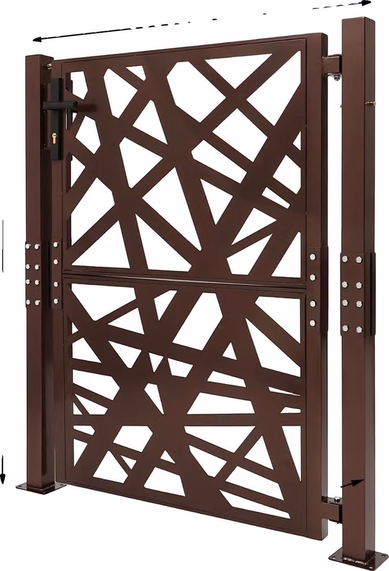 Cancello da giardino, struttura in acciaio resistente, design moderno, marrone