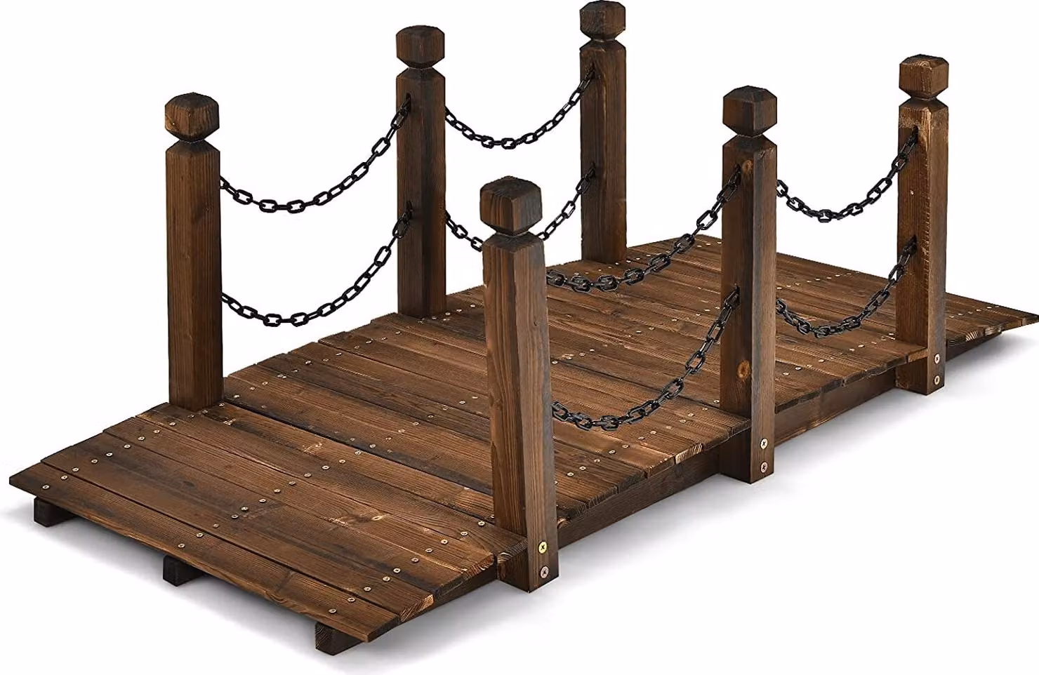 Ponte da giardino in legno, ponte paesaggistico, ponte ad arco antico, ponte decorativo da giardino, ponte ad arco, ponte con ringhiera, portata 120 kg, 150 x 67 x 55 cm