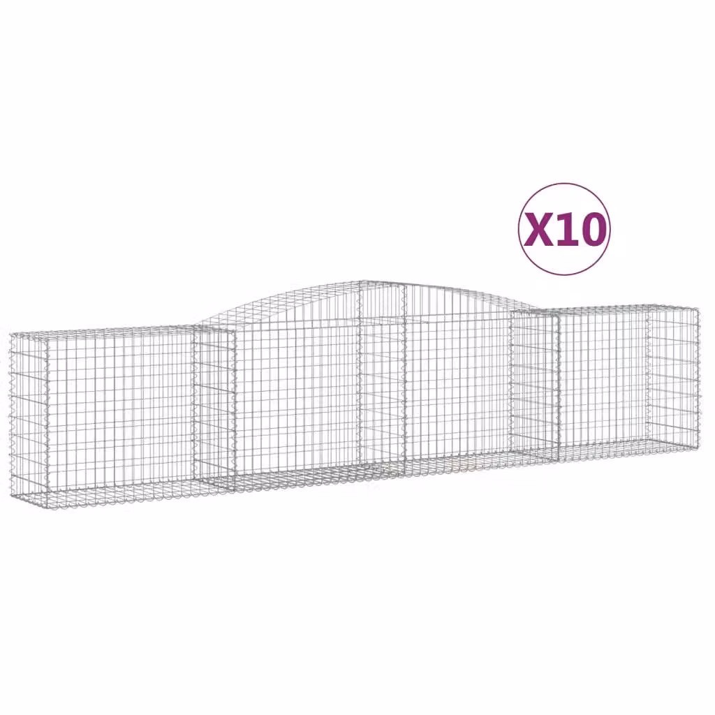 Set di 10 Cesti Gabbioni ad Arco Videx in Acciaio Zincato Grigio, L: 400 cm, P: 50 cm, H: 80/100 cm – 2
