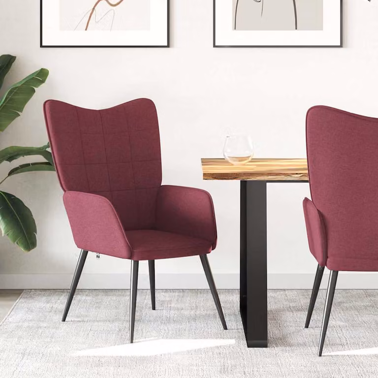 Sedia Relax vidaXL Rosso, Poltrona Reclinabile con Braccioli in Tessuto e Struttura in Metallo