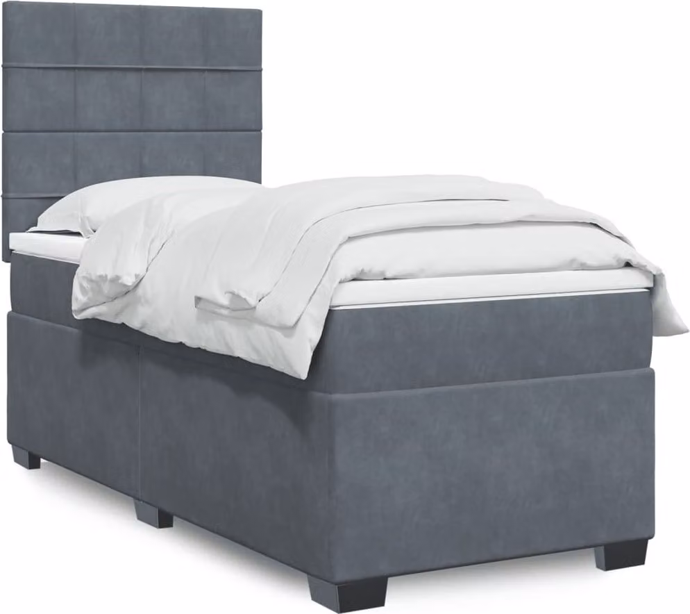 Maison Exclusive - Giroletto a Molle con Materasso Grigio Scuro 90x200 cm Velluto