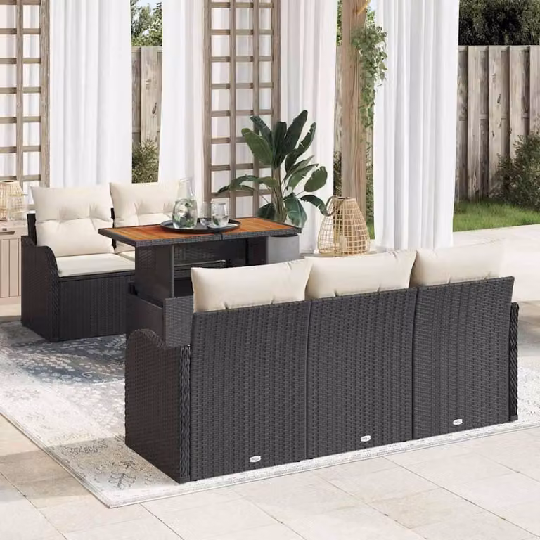 Maison Exclusive - Set da giardino composto da 6 pezzi, divano in rattan sintetico nero