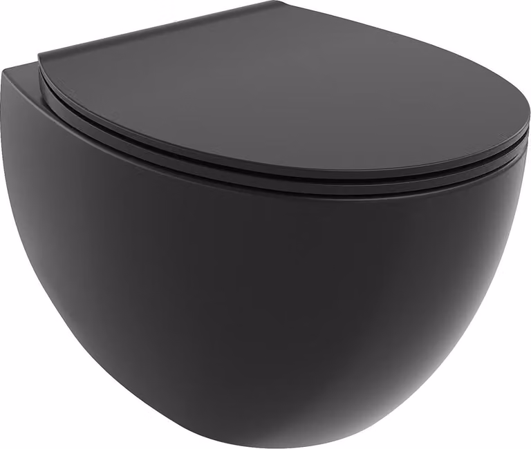 Mexen Egg WC rimless con coprisedile slim a chiusura rallentata, duroplast, nero opaco - 30245070