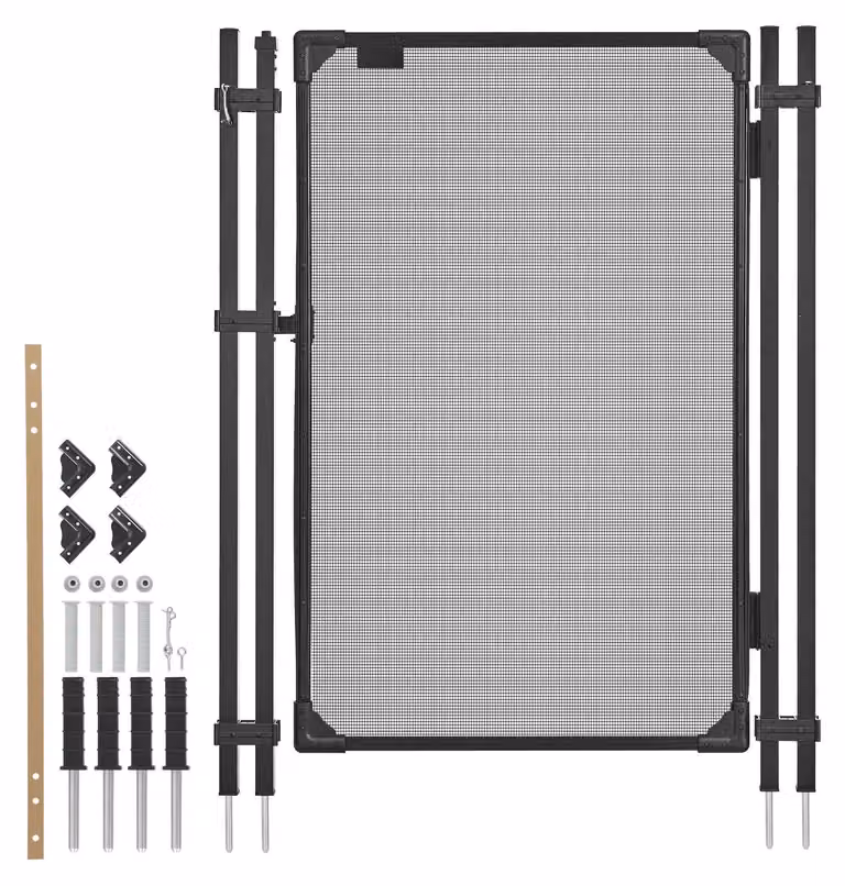 Cancello per recinzione piscina - Set cancello di sicurezza - 1,2 x 0,75 m - A chiusura e bloccaggio automatici - PVC Teslin da 352 g/m² - Per recinzioni di sicurezza per piscine e protezione dei bambini - Nero