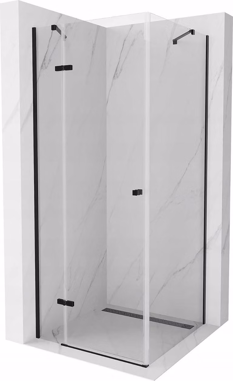 Mexen Roma cabina doccia con porta a battente 80 x 80 cm, trasparente, nera - 854-080-080-70-00