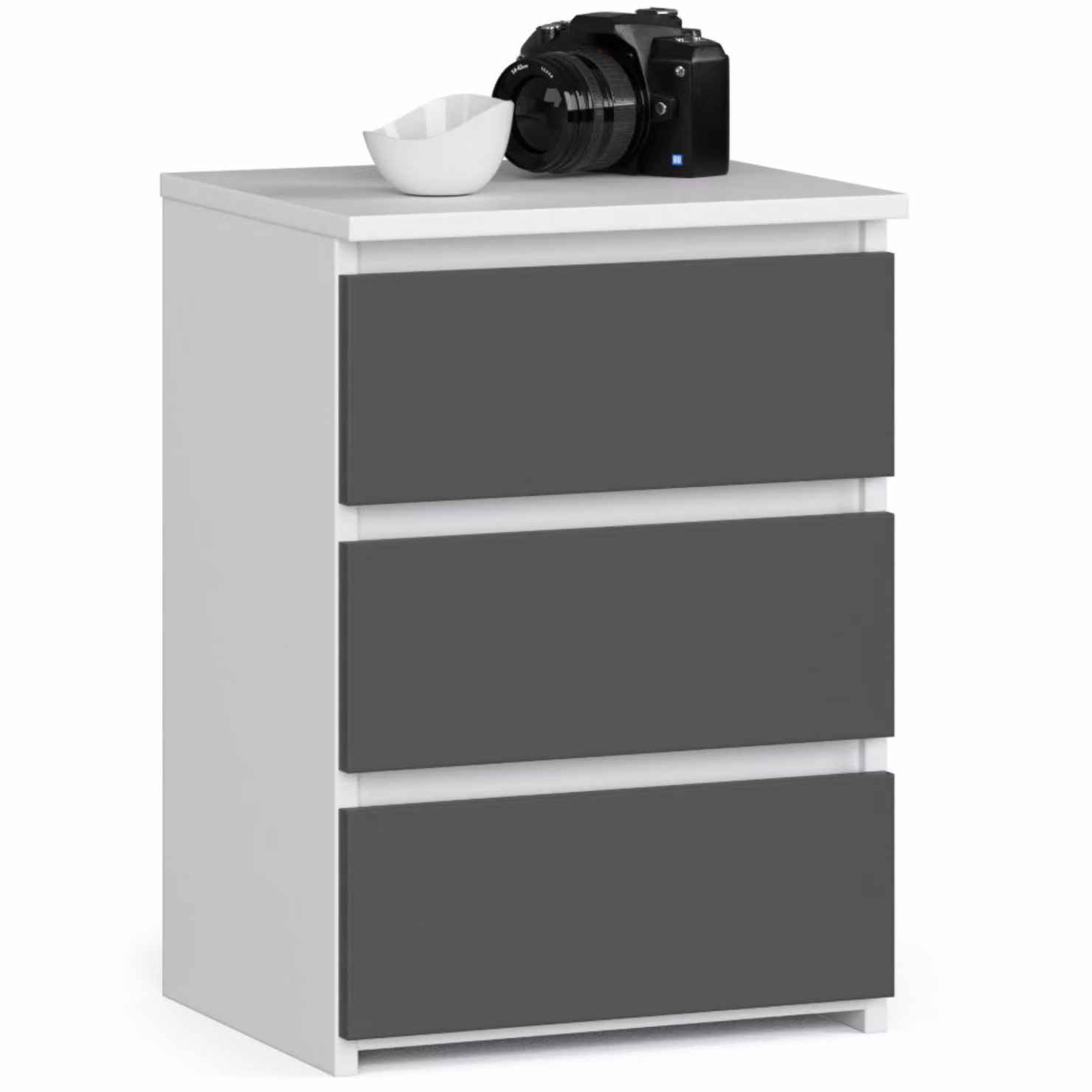 Comò con 3 cassetti Comò organizer Comò con cassetti Larghezza 40 cm Altezza 57 cm | Bianco-grigio Legno Credenza alta Credenza Armadio stretto