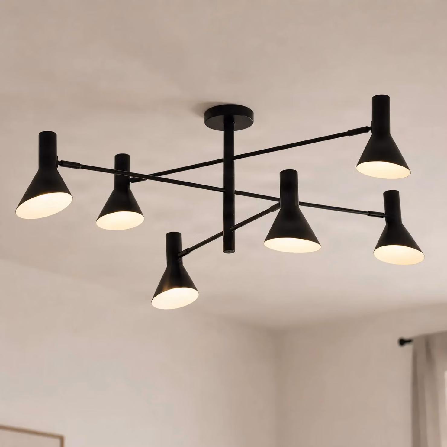 Plafoniera soffitto Milia NOLA, dimmerabile, Nero, Soggiorno / Sala da pranzo, Metallo, Plafoniera