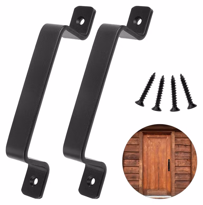 2 maniglie nere per porte scorrevoli, realizzate Acciaio al carbonio, complete di viti, adatte per porte in legno