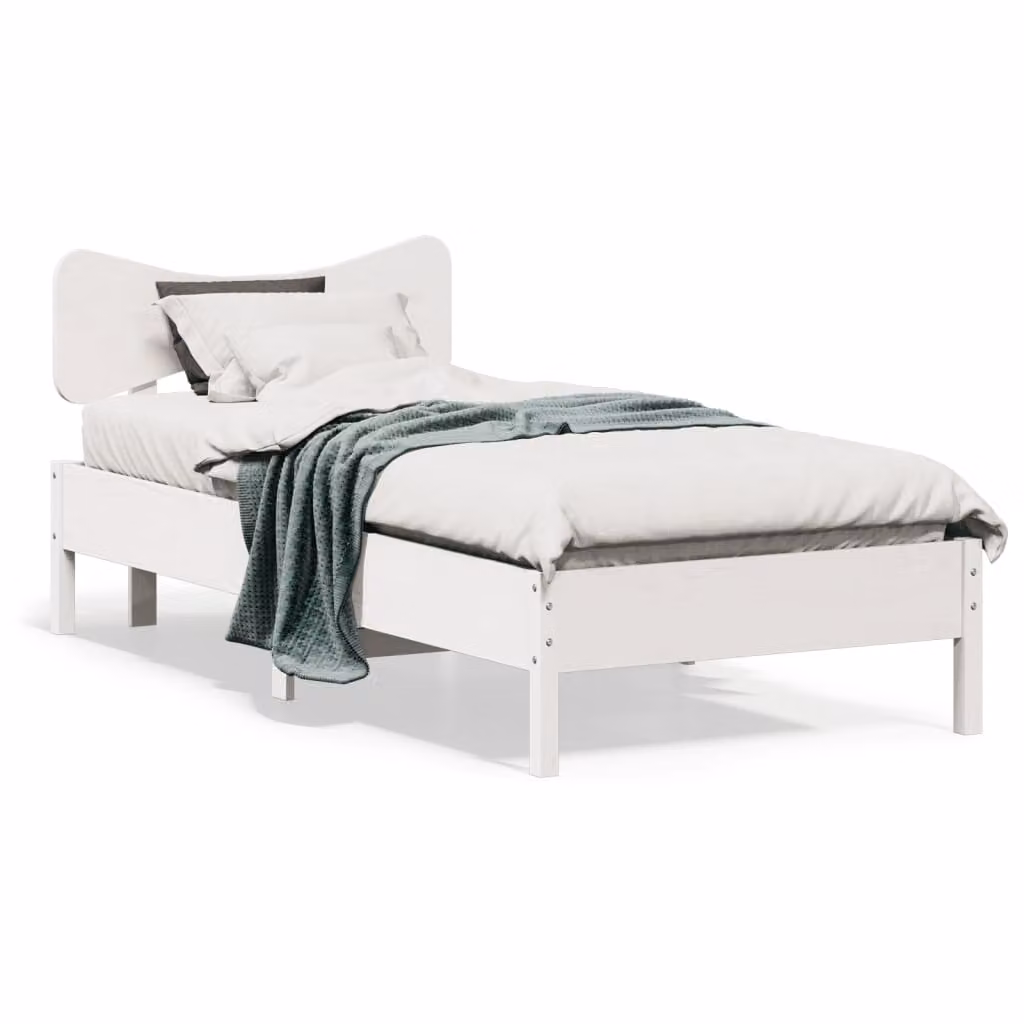 vidaXL Giroletto in legno massello di pino bianco con doghe piatte L: 195,5 cm, P: 80,5 cm, H: 81 cm