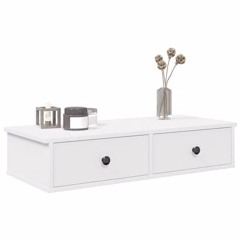 Scaffale a parete con cassetti vidaXL Bianco Moderno in MDF L: 80 cm, P: 34 cm, H: 17 cm