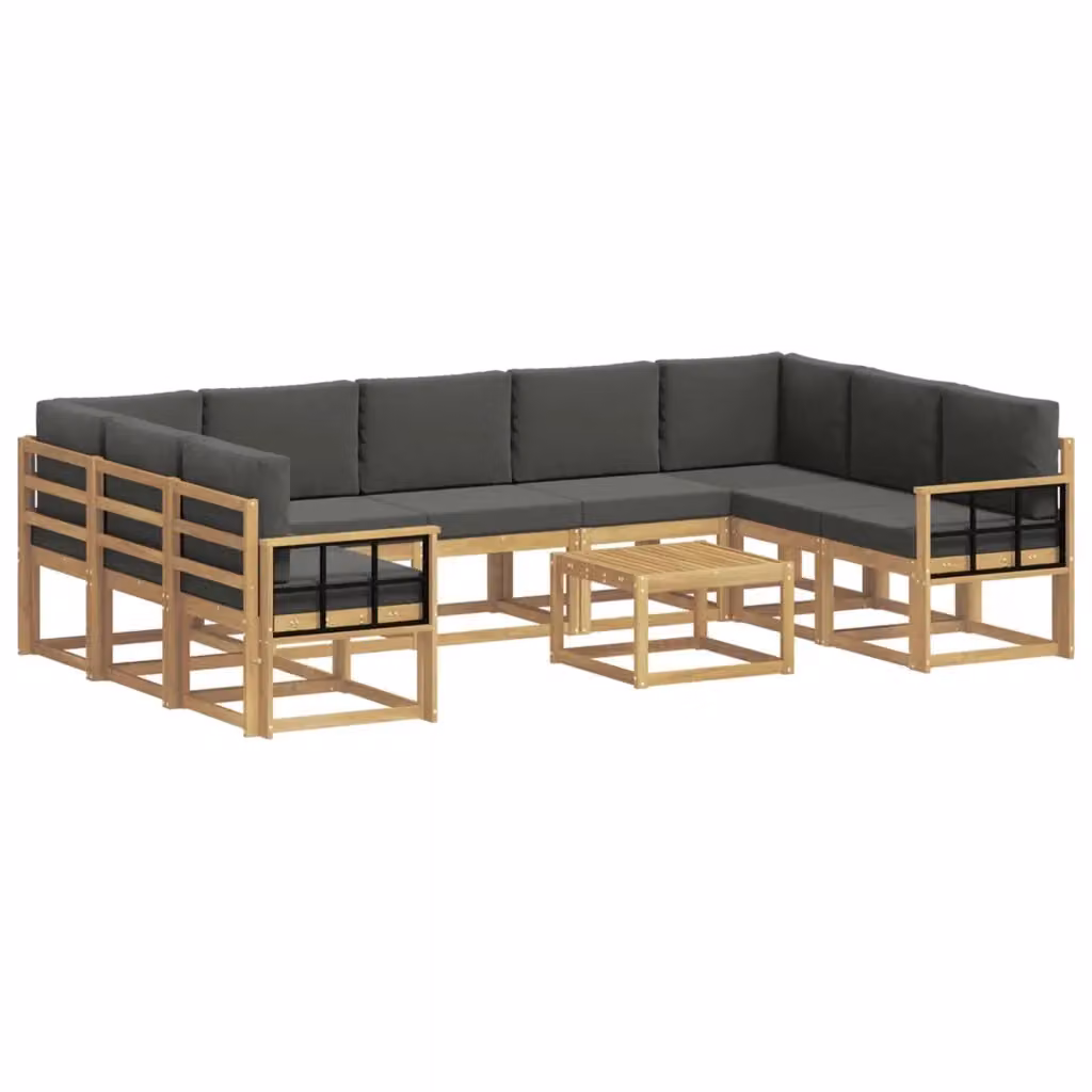 Set di divani da esterno vidaXL in legno di acacia con cuscini, bianco e antracite – 2