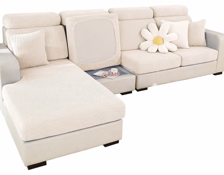 Copertura elastica per divano a 3 posti - Bianco - Antiscivolo