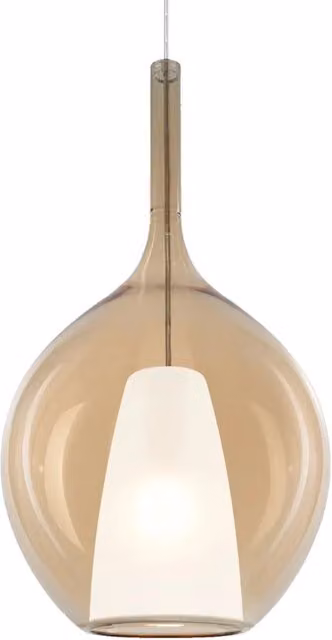Sospensione Contemporanea Kalique Vetro Ambra Bianco E Cromo 1 Luce E27 H53Cm