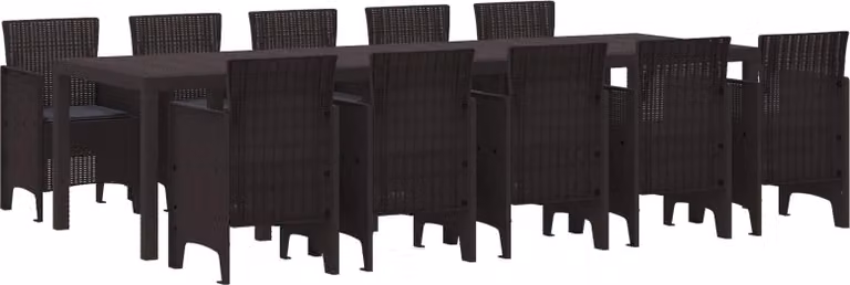 Maison Exclusive - Set da pranzo per esterno, 11 pezzi, rattan marrone e antracite
