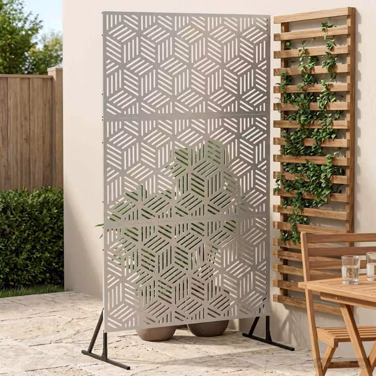 Paravent per la privacy vidaXL in acciaio inox argento, L 100 x P 50 x H 180 cm