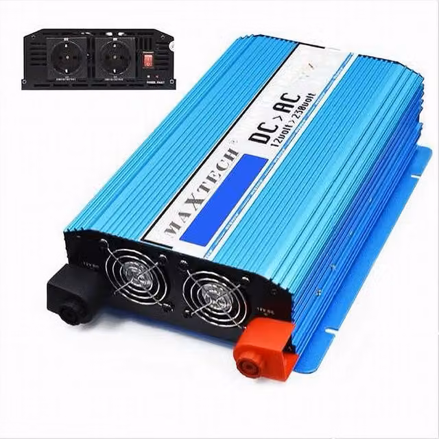 Inverter di potenza Maxtech HN1500-12V da 12V a 230V con onda sinusoidale 1500W colore blu