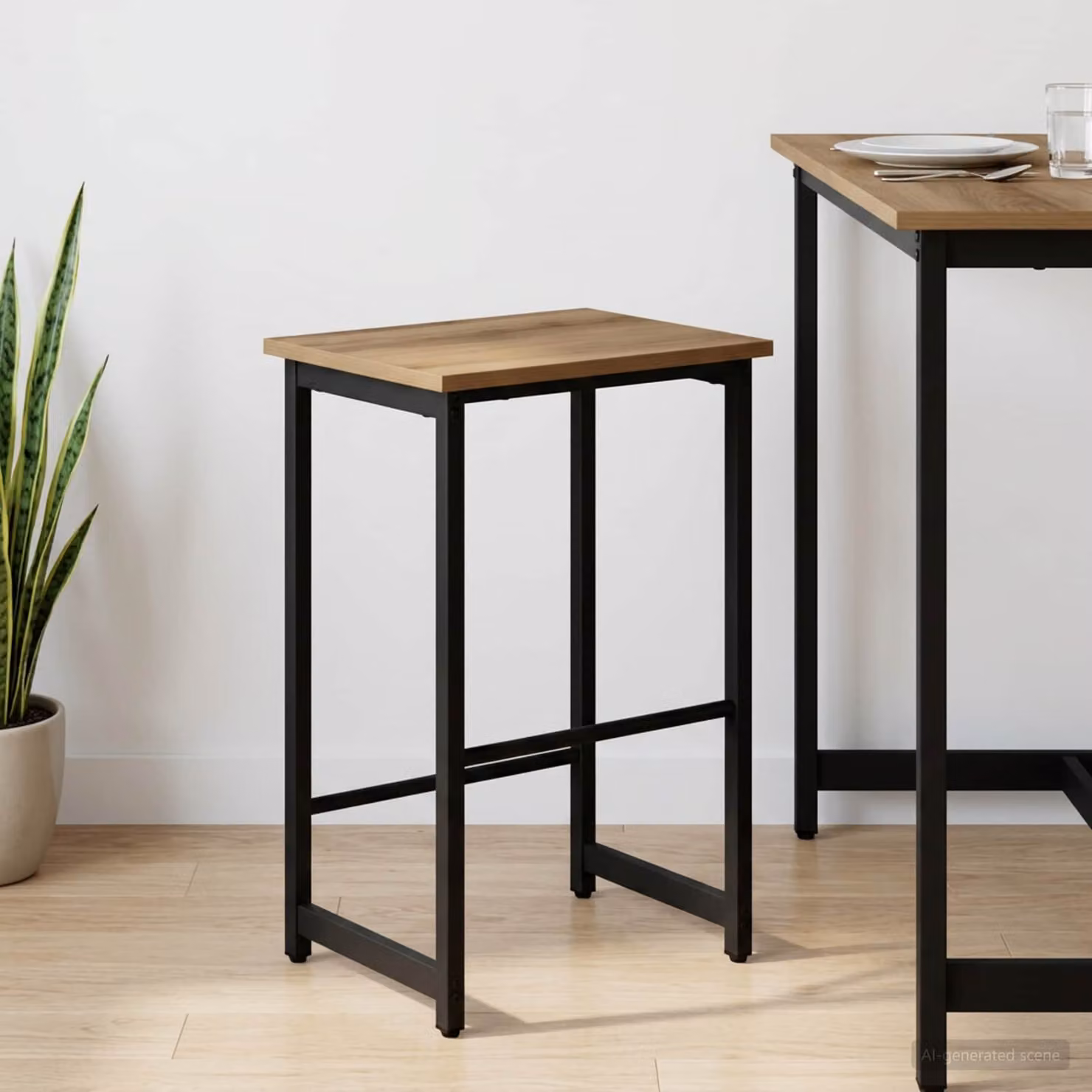 Sgabello da bar moderno vidaXL in legno e metallo marrone L 40 cm x P 32 cm x H 64 cm