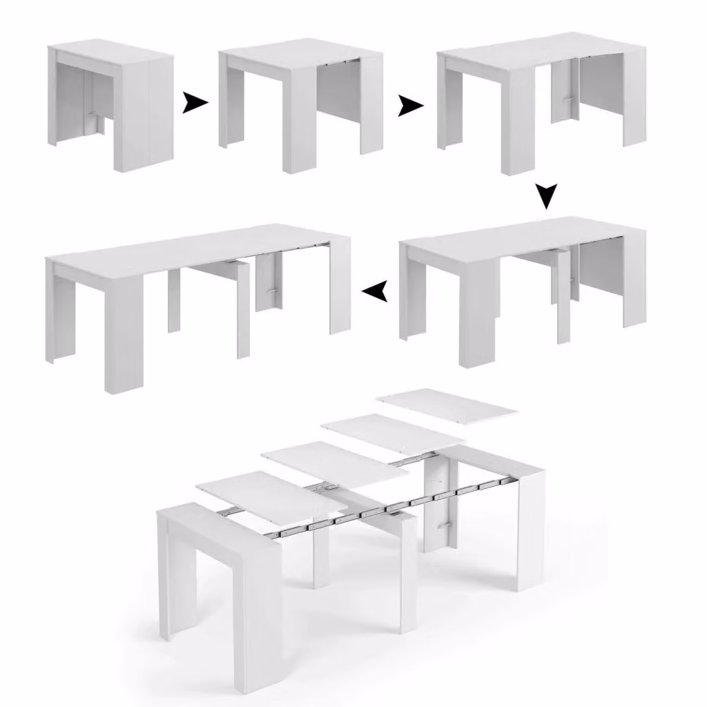 Consolle allungabile DMORA Vaelis trasformabile in tavolo da pranzo estensibile Bianco L/P/H: 90-237 x 76,6 x 90 cm – 2