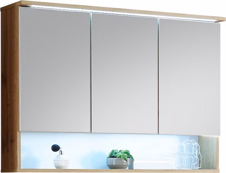 Armadietto a specchio >Bella< in rovere selvatico - 100x70x23 cm (LxAxP)
