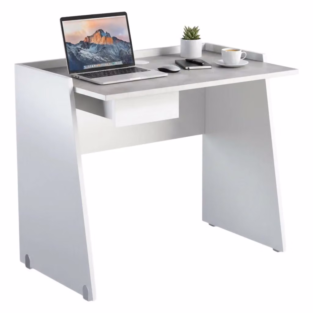 Scrivania moderna DMORA per ufficio o studio, colore bianco, L: 90 cm, P: 60 cm, H: 80 cm – 2