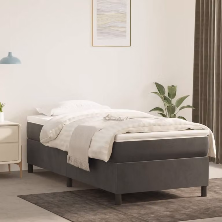 The Living Store Struttura letto grigio scuro 100x200 cm in velluto