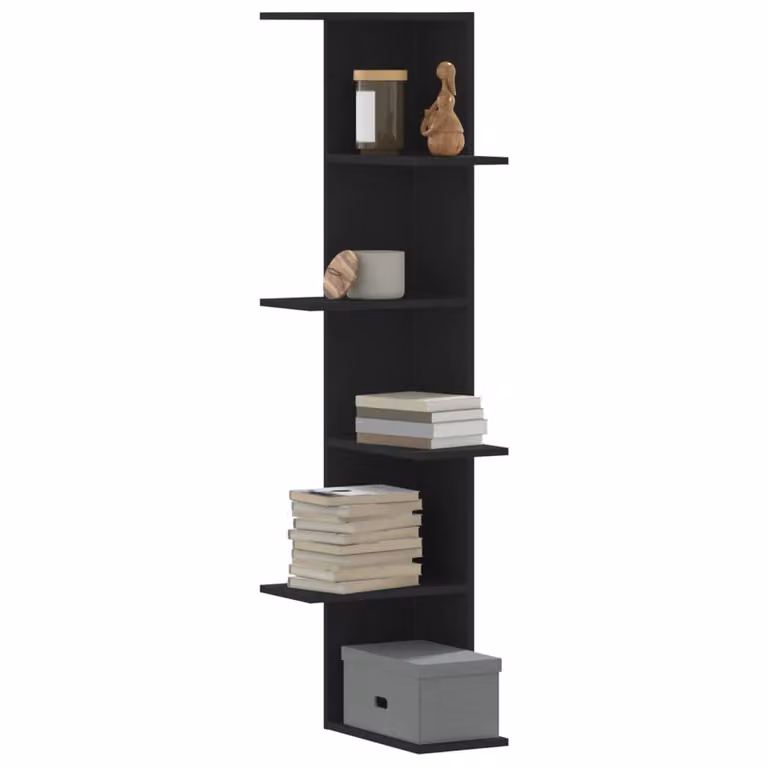 Scaffale angolare da muro vidaXL in legno nero moderno L/P/H: 36,5 x 36,5 x 140 cm