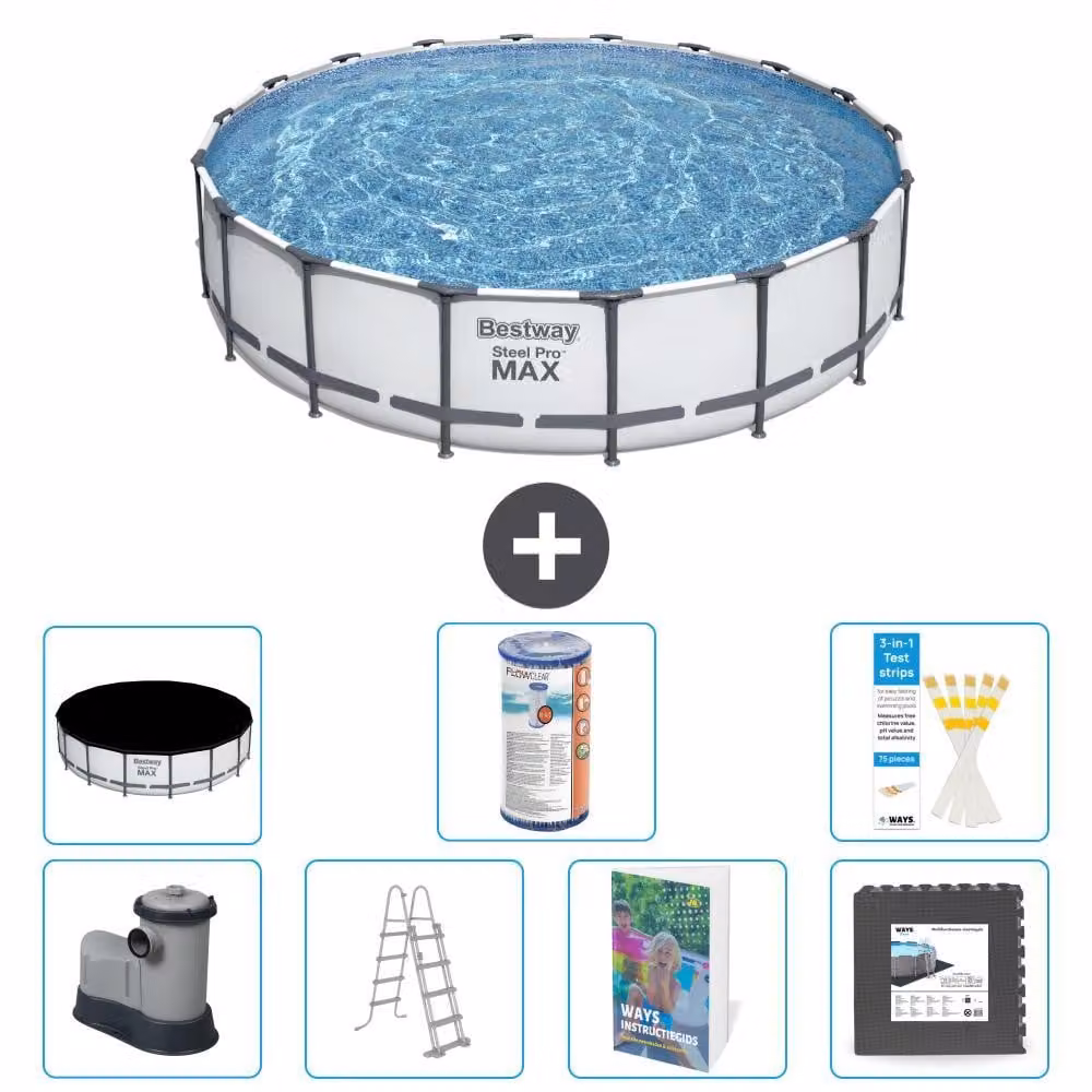 Piscina gonfiabile Bestway Steel Pro MAX, rotonda, 549x122 cm, composta da 6 parti, modello S563