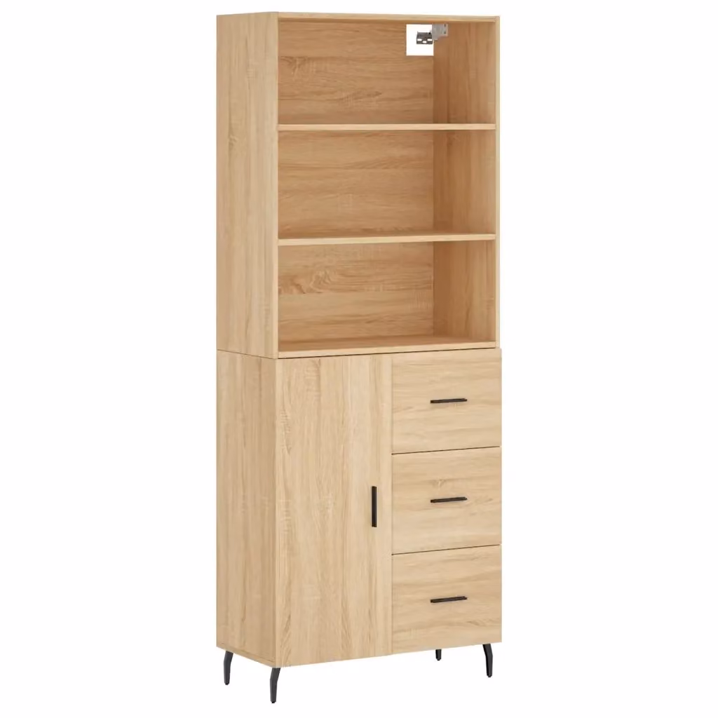 Credenza moderna vidaXL in legno e metallo color beige L: 69,5 cm, P: 34 cm, H: 180 cm – 2