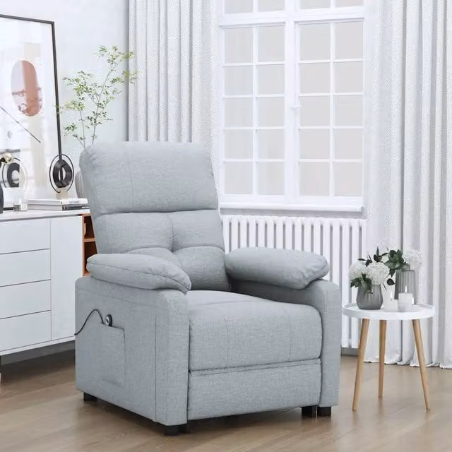 Poltrona Elettrica Reclinabile-Divano Sedia Grigio Chiaro in Tessuto 461791