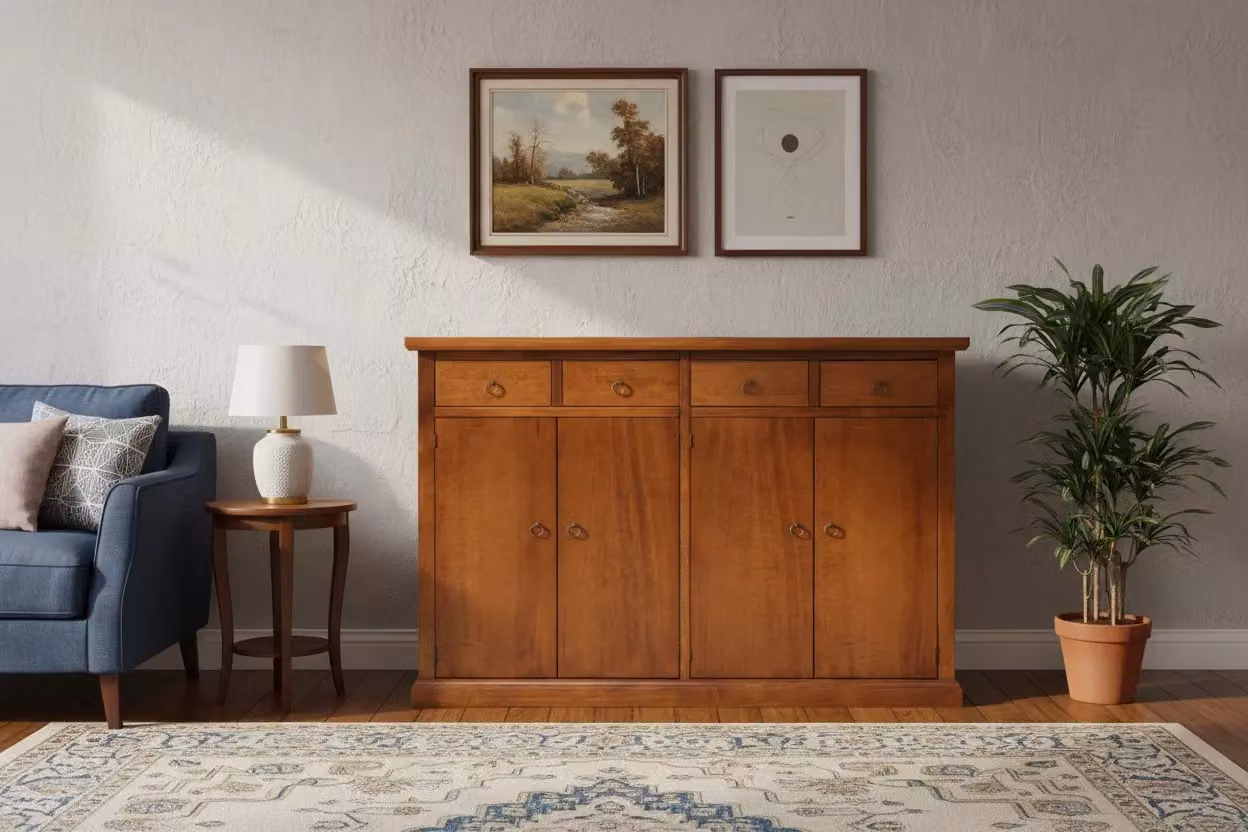 Madia credenza in legno di pino stile arte povera marrone Mobili 2G L: 160 cm, P: 35 cm, H: 110 cm – 3