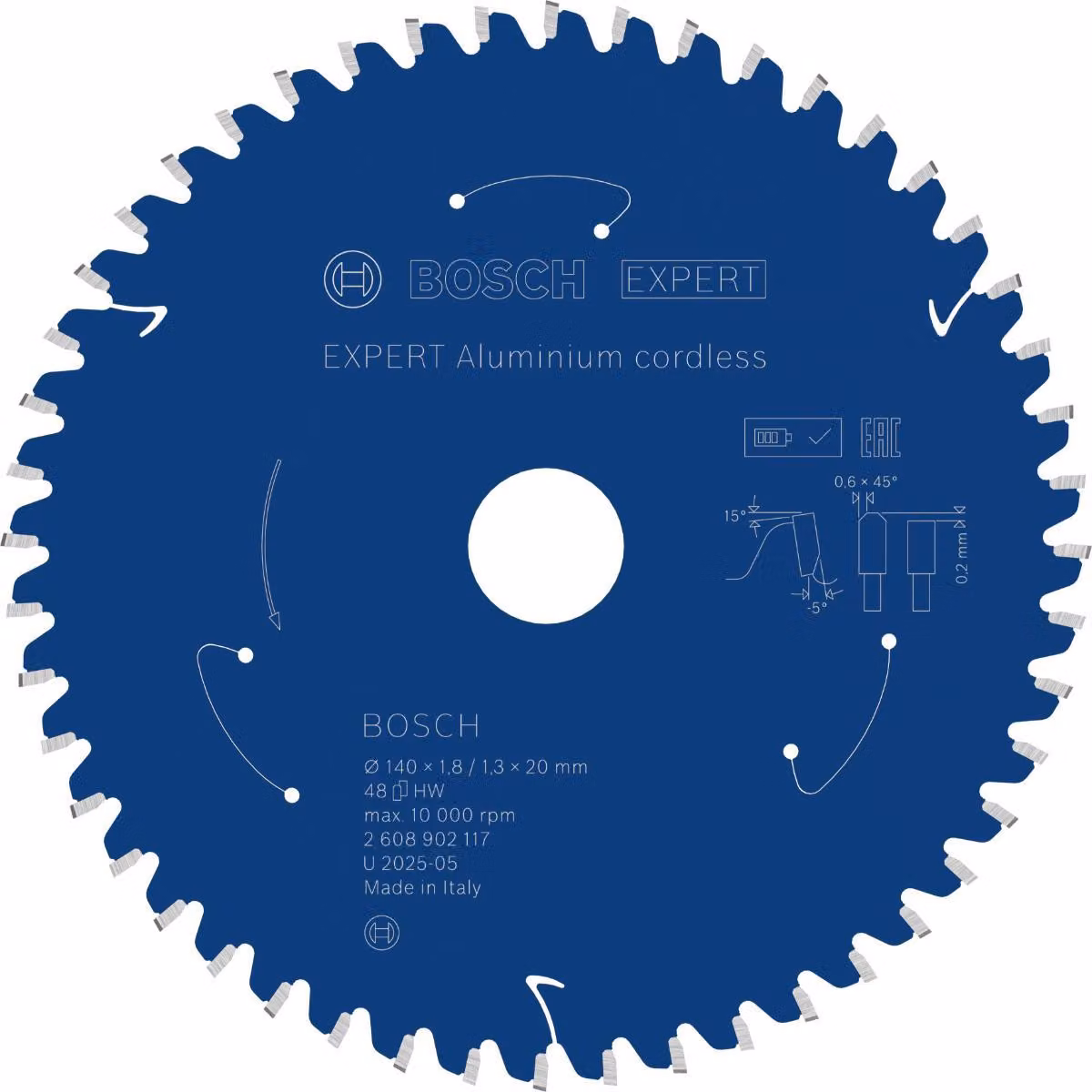 Lama circolare Bosch EXPERT per alluminio, 140x20 mm, Z48