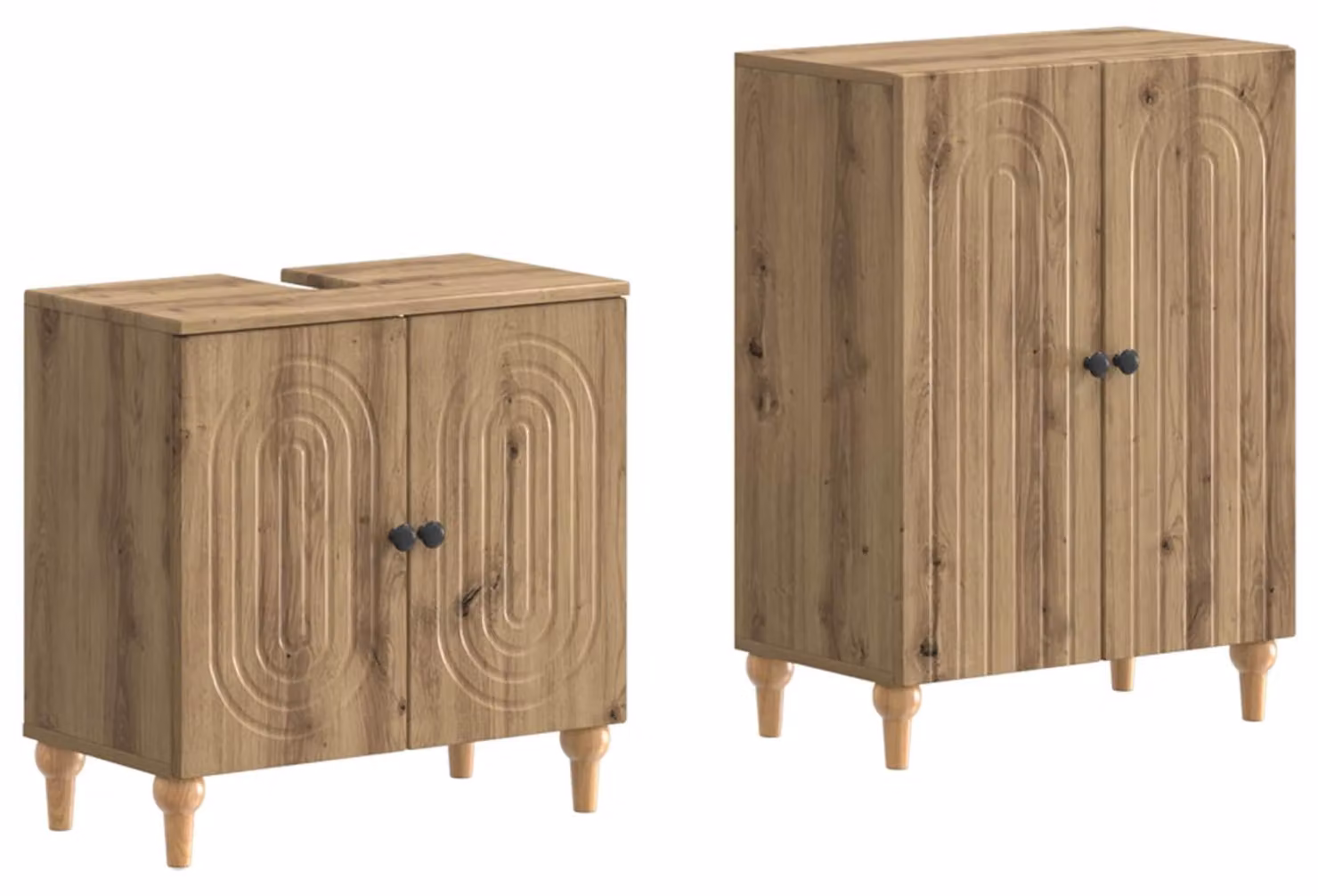 Set di due mobili da bagno in legno effetto "Artisan Eiche" (quercia artigianale), modello ALKMAAR