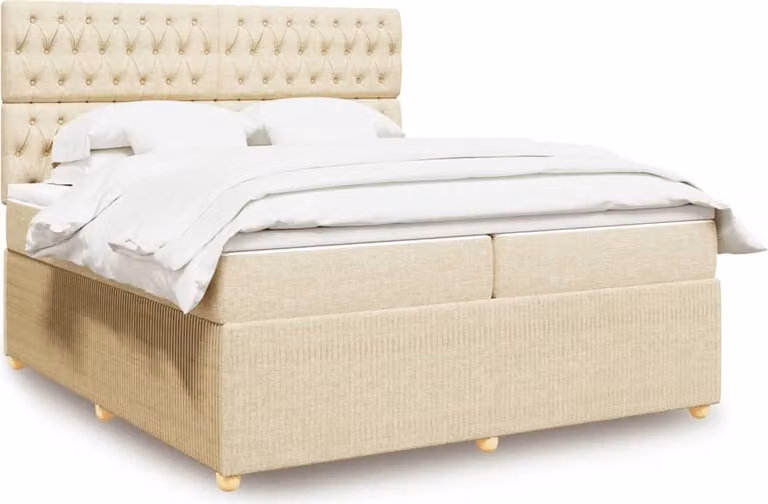Maison Exclusive - Giroletto a Molle con Materasso Crema 200x200 cm in Tessuto