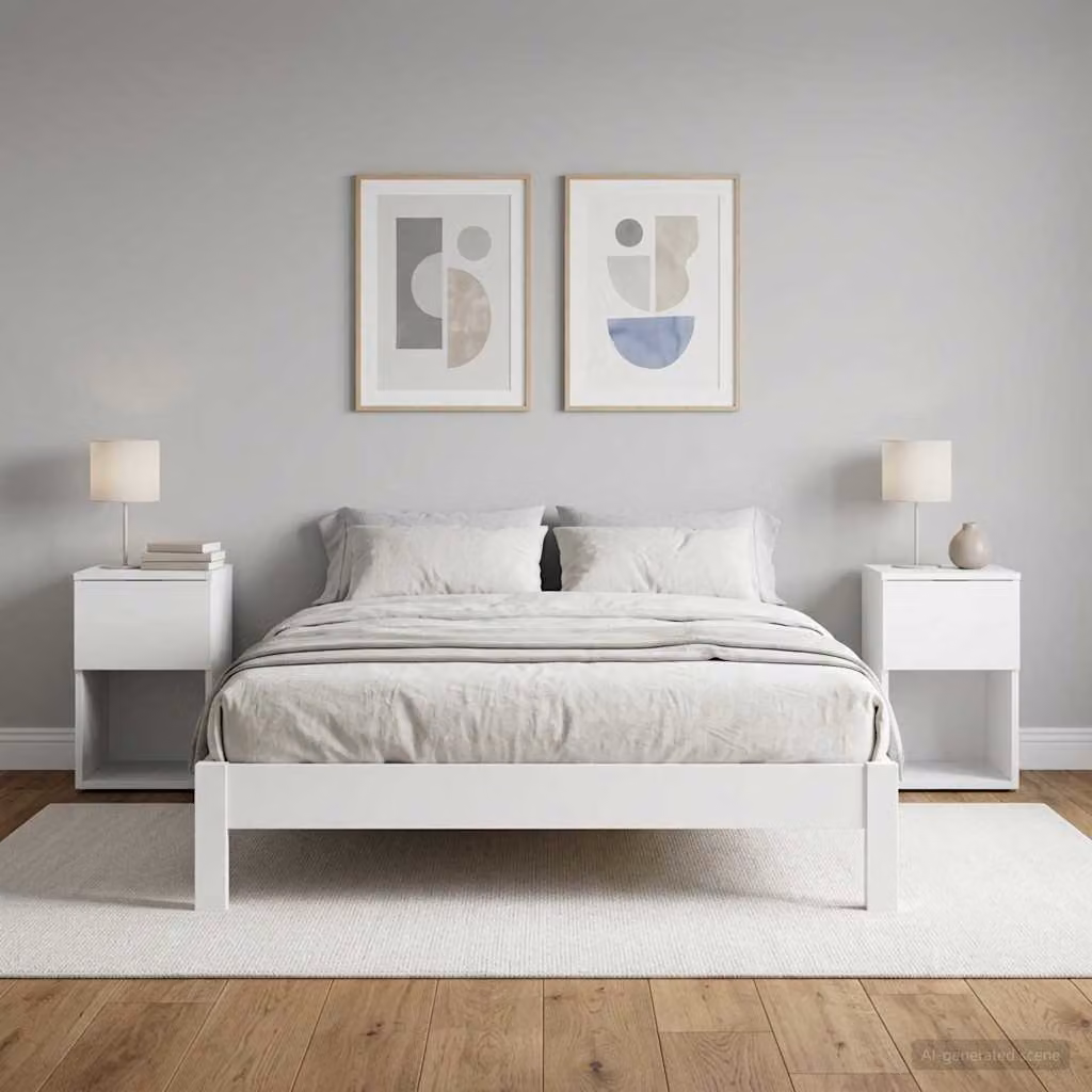 Set di 2 armadietti per letto vidaXL bianchi in stile moderno L/P/H: 29 x 31,5 x 49 cm
