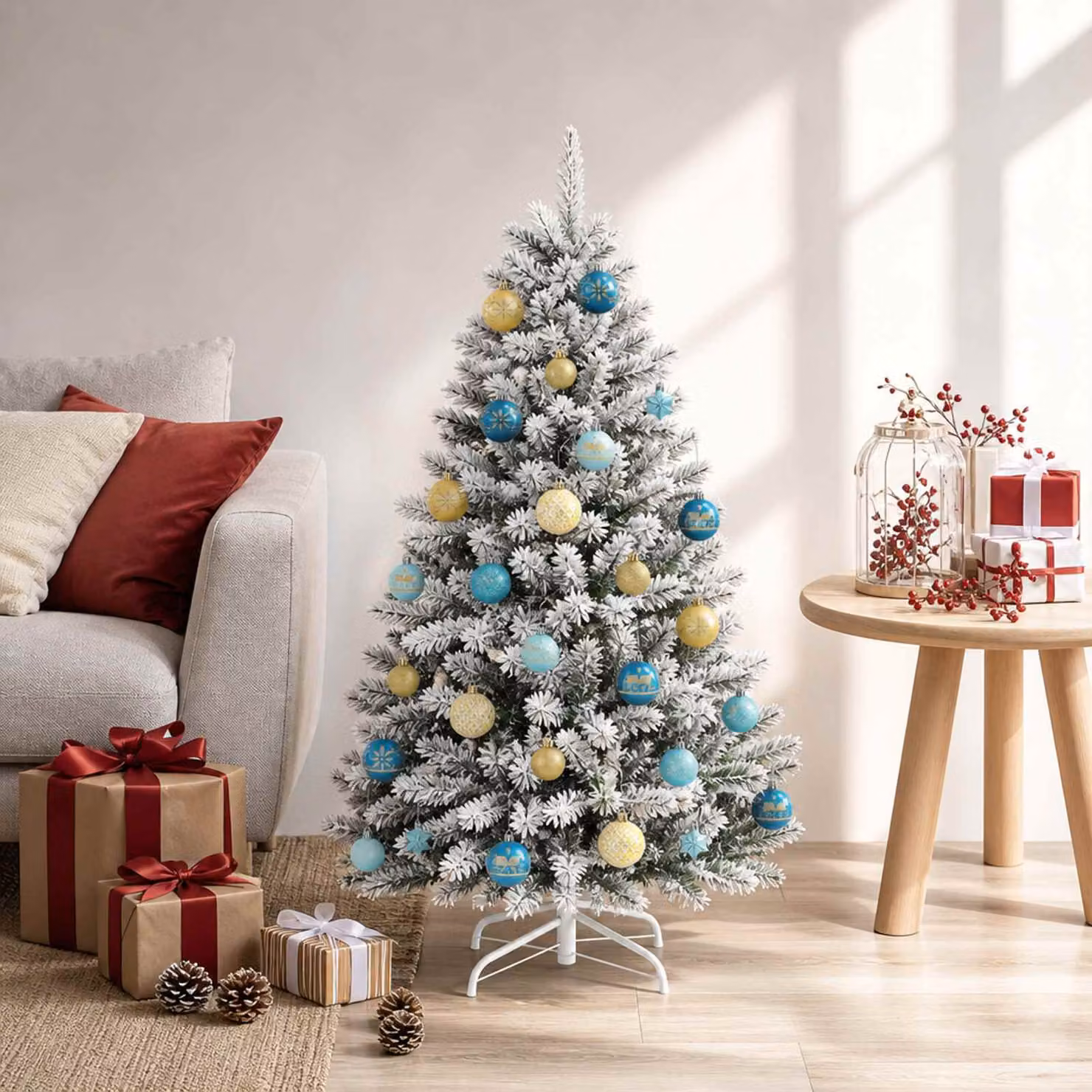 vidaXL Set di Palline di Natale 88 pz Blu scuro, blu chiaro e oro