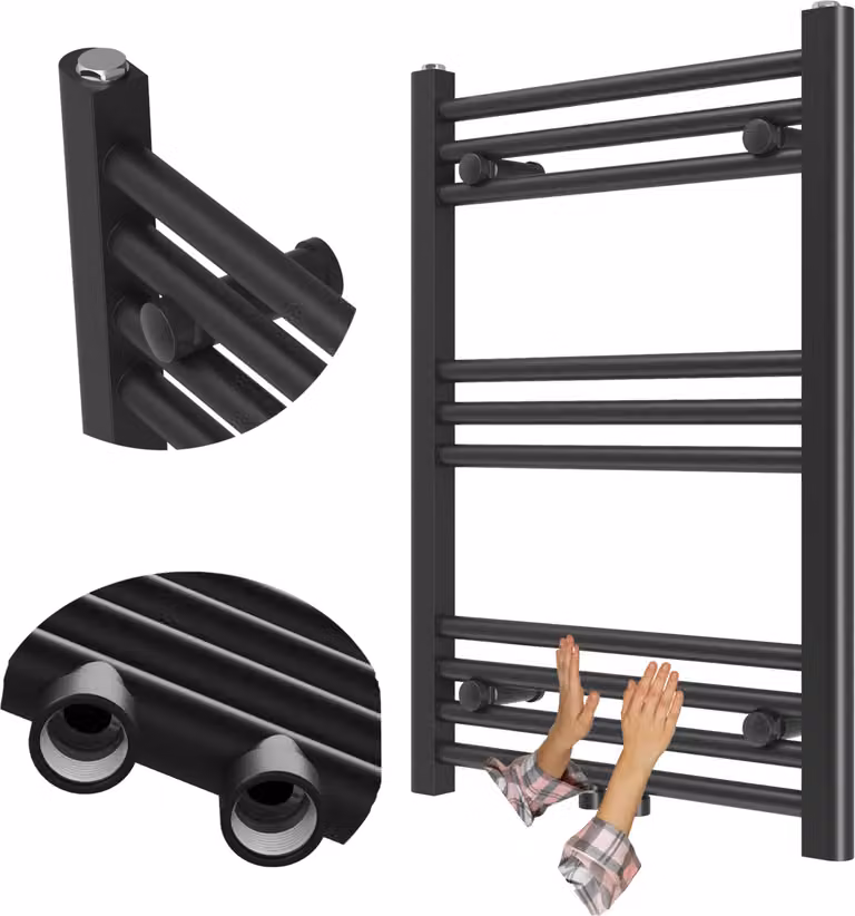 Granitan - Radiatore da bagno - Scaldasalviette - 70x60 cm - Nero - Scaldasalviette - RAVEN