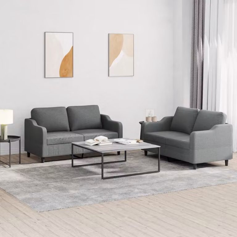 vidaXL Set di Divani 2 pz Moderno in Tessuto Grigio con Cuscini
