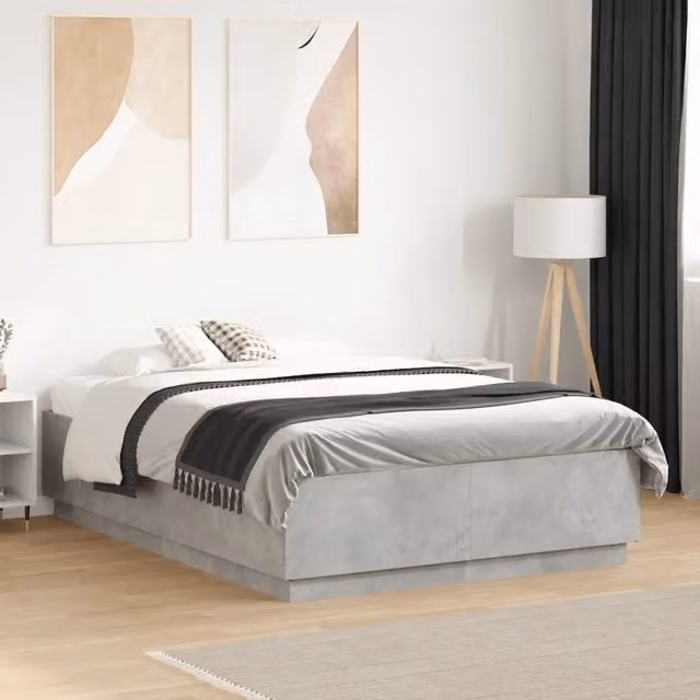 Letto moderno vidaXL in legno e tessuto grigio L/P: 120 x 200 cm