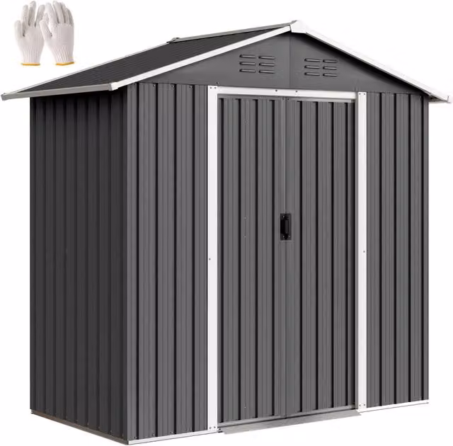 Casetta da giardino in metallo con porte scorrevoli ¨C Xylo ¨C grigio antracite 194x107x191 cm