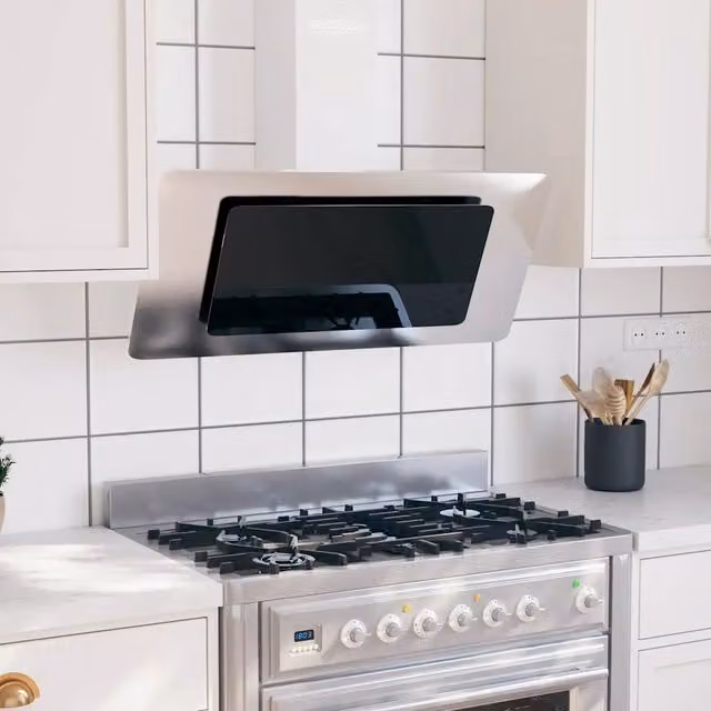 Cappa a parete VIDAXL in acciaio inox, vetro e alluminio, colore argento, larghezza: 90 cm – 1