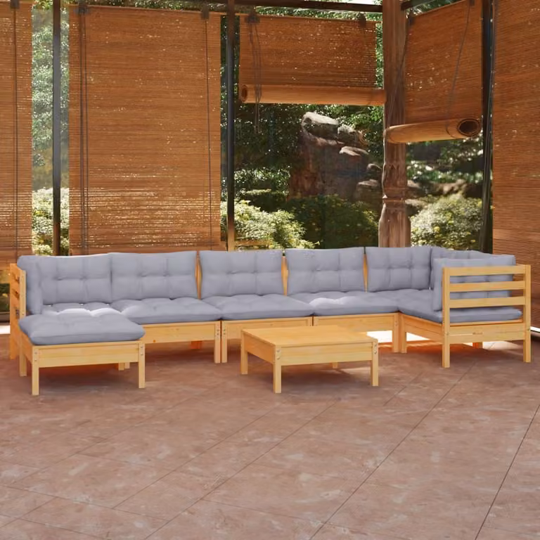 Maison Exclusive - Set Divani da Giardino 8 pz con Cuscini Grigi Massello di Pino