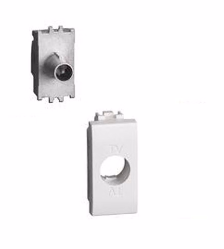 Presa coassiale passante attenuazione 14dB per impianti di antenna centralizzati Bianco