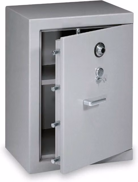 Cassaforte a Mobile Technomax in Acciaio Grigio con Chiave e Combinazione L: 100 cm, P: 43 cm, H: 60 cm