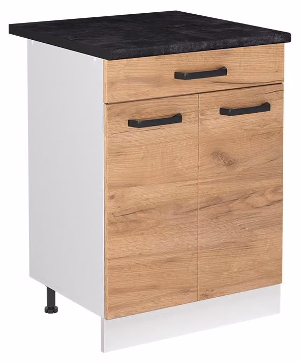 Mobile lavello cucina Vicco R-Line Rovere dorato/Bianco 60 cm piano di lavoro Antracite, Model 73008